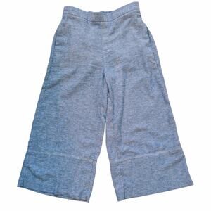 BR Factory Blue Chambray Linen Blend Wide Leg Cropped Pants S